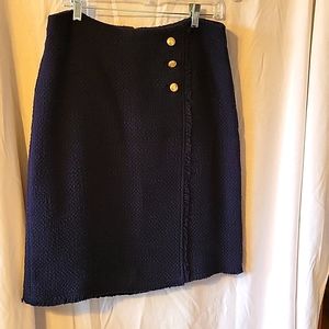Talbots size 10 Navy tweed faux wrap lined pencil skirt
